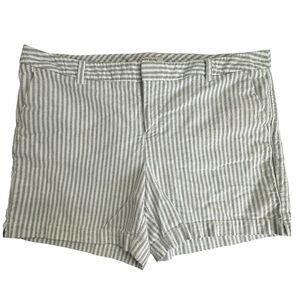 MERONA Gray‎ & White Striped Cotton Flat Front Womens Shorts Size 16